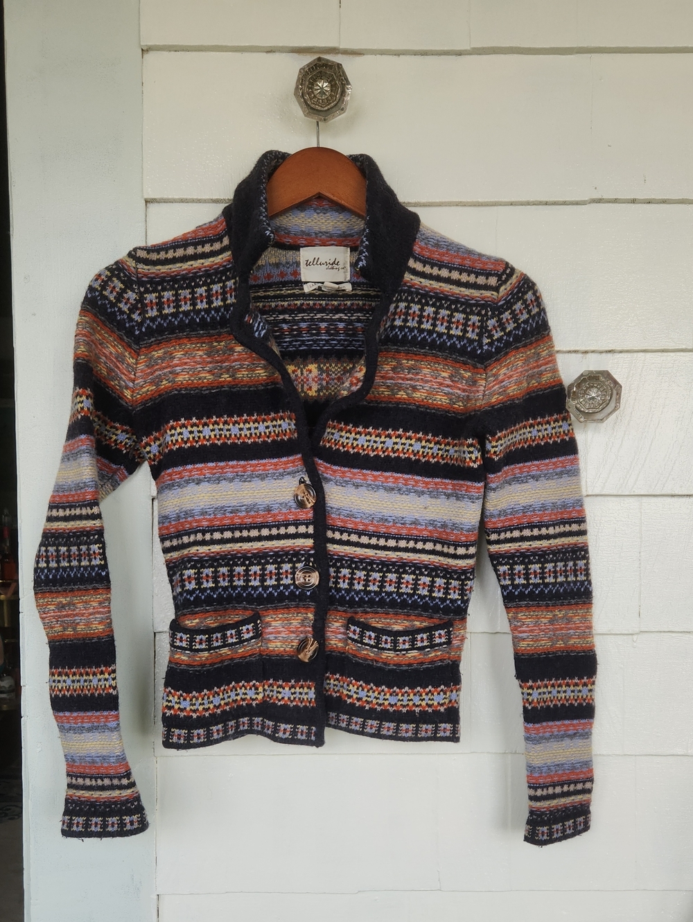 Telluride Clothing Company Lambswool Blend Multicolor Cardigan With Pockets S